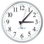 Battery Analog Clock, Silver Bezel 12-Hr Face, 17' Size